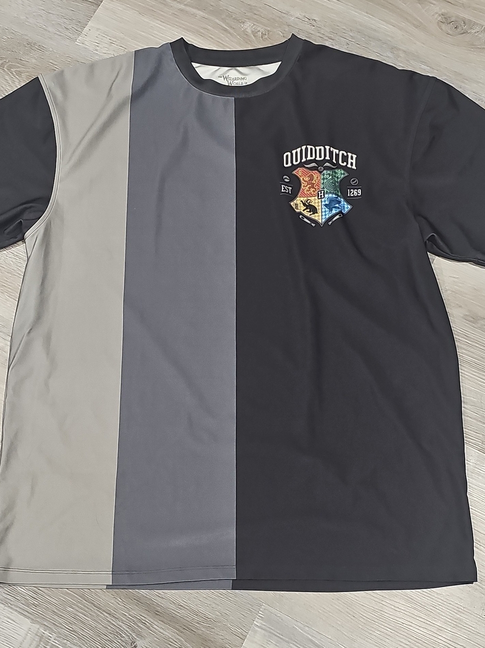 Harry Potter Quidditch Colorblock Short Sleeve Tee - Black & Gray